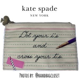 Kate Spade Dot Your I’s and Cross Your T’s Pencil or Coametic Pouch